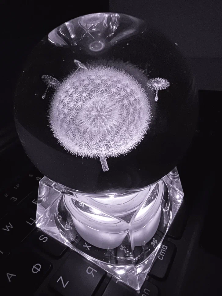 фото Светильник 3d хрустальный шар маленький (диаметр 5 см) "одуванчик" белый qvatra