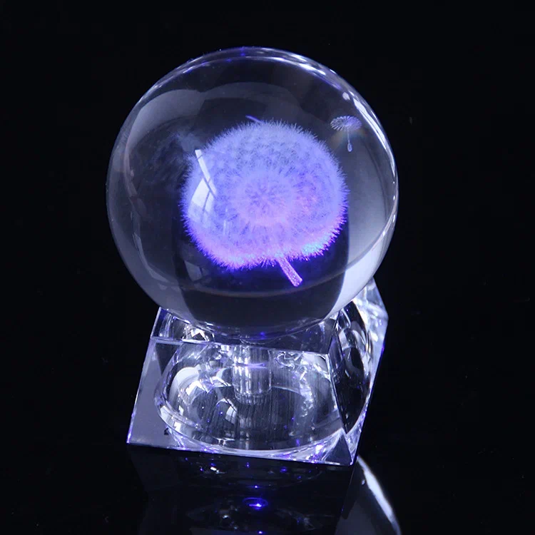 фото Светильник 3d хрустальный шар большой (диаметр 7 см) "одуванчик" белый qvatra