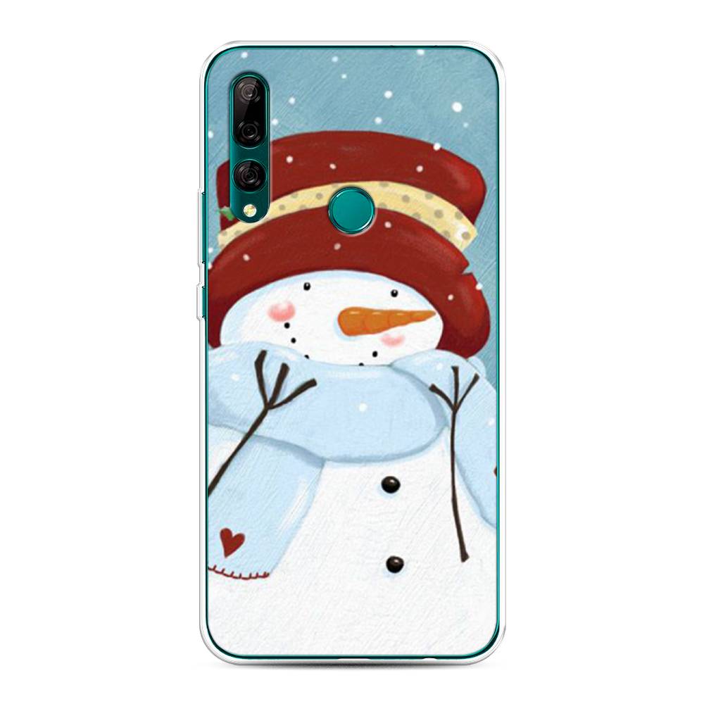 

Чехол на Huawei Y9 Prime 2019 "Застенчивый снеговик", Голубой;белый;красный, 611950-5