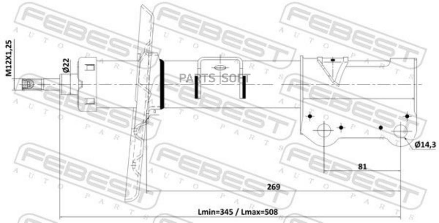 

Амортизатор Передний Левый Gas.Twin Tube Febest арт. 02110-014FL