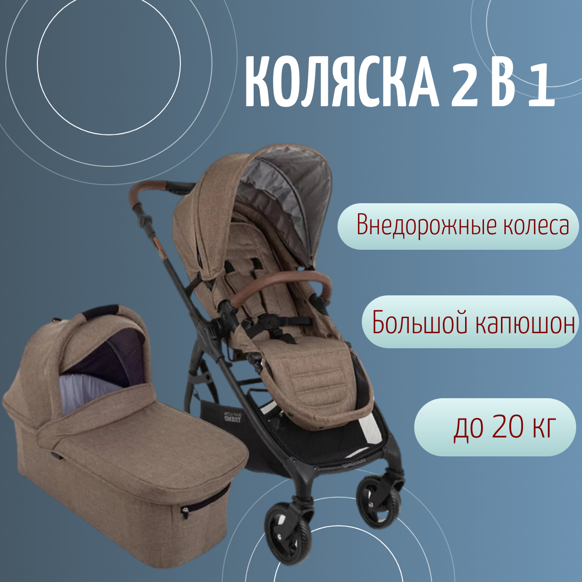 

Коляска прогулочная 2 в 1 Valco Baby Snap 4 Ultra Trend Cappuccino с люлькой