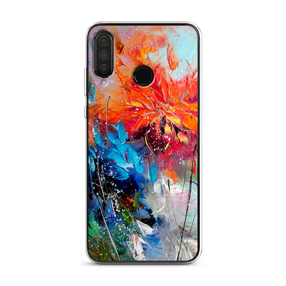 

Чехол на Huawei P30 Lite "Абстрактные цветы", Оранжевый;синий, 67950-4