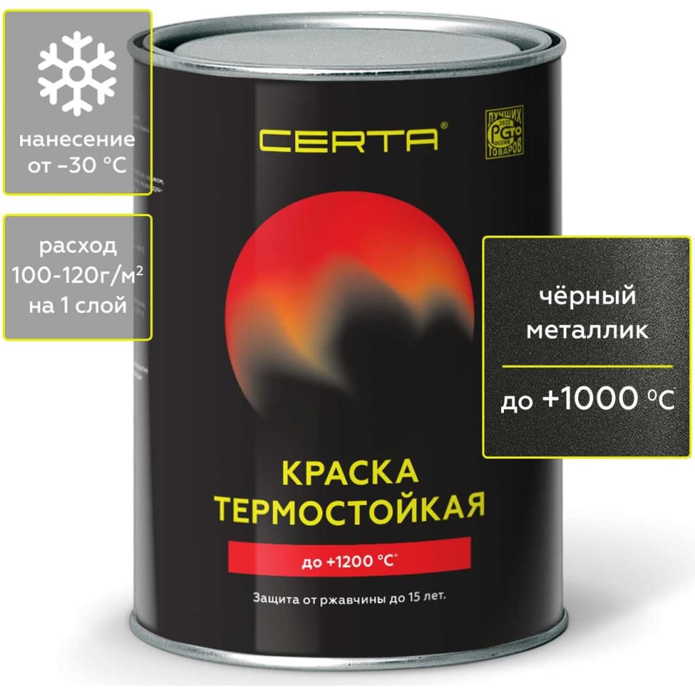 Certa -HS Термостойкая краска для металла, печей, мангалов, радиаторов, дымоходов, суппорт