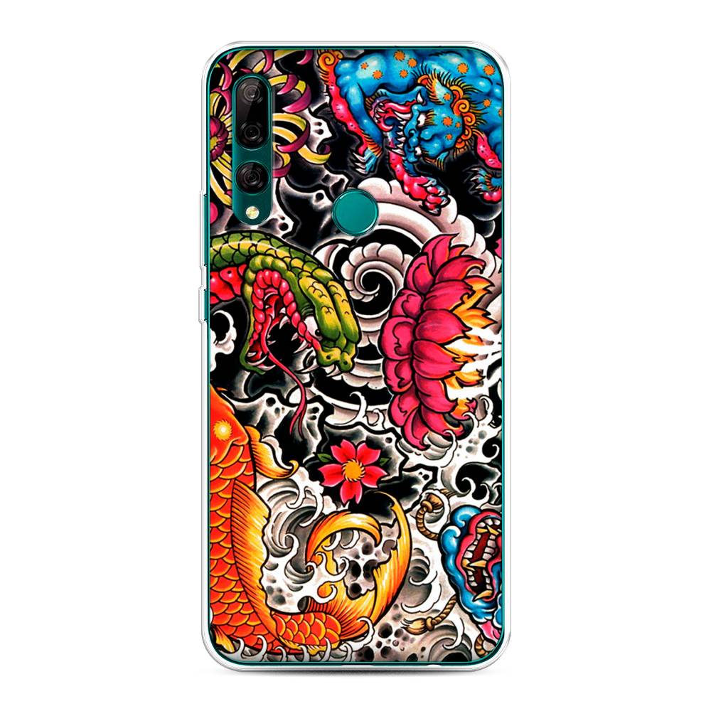 

Чехол на Huawei Y9 Prime 2019 "Японское искусство", Красный;оранжевый;голубой, 611950-4