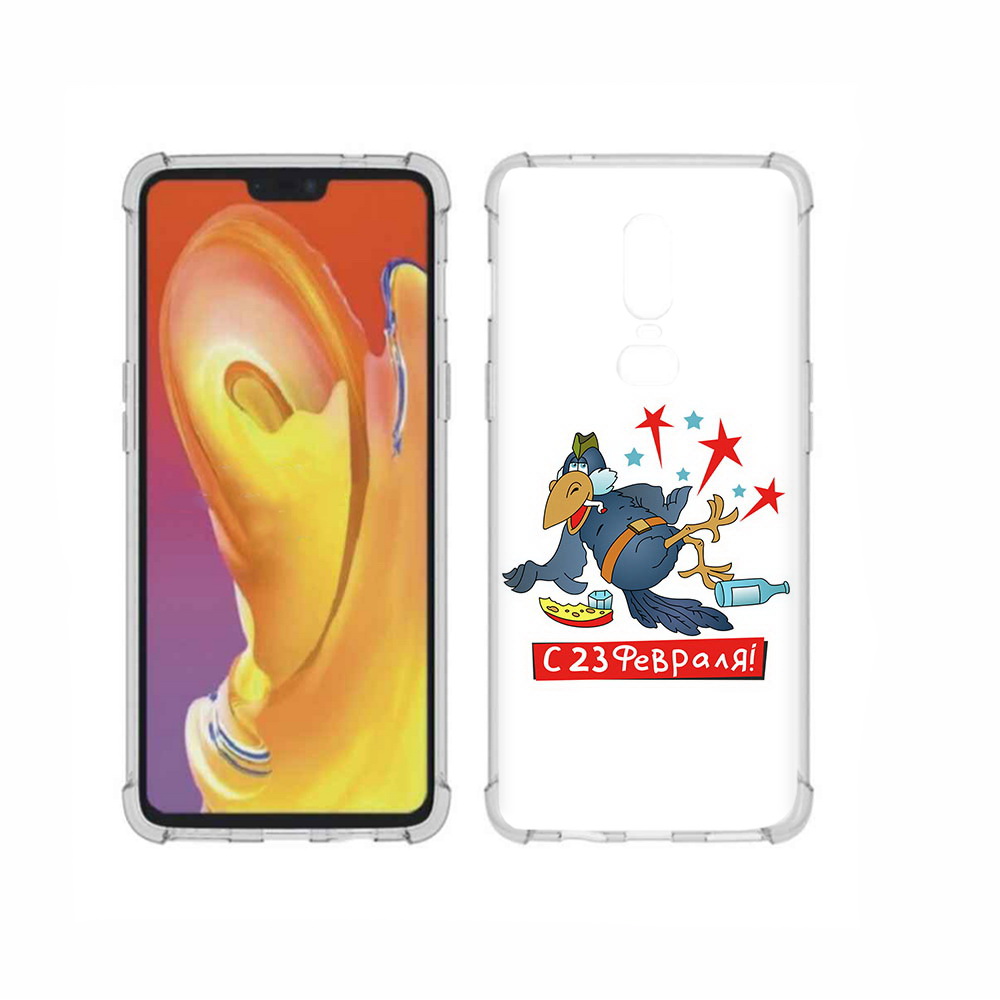 

Чехол MyPads Tocco для OnePlus 6 23 февраля веселая птица, Прозрачный, Tocco