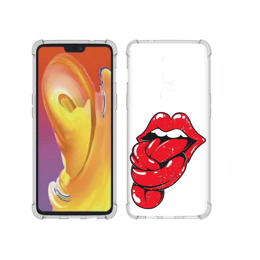 

Чехол MyPads Tocco для OnePlus 6 яркие губы с языком, Прозрачный, Tocco