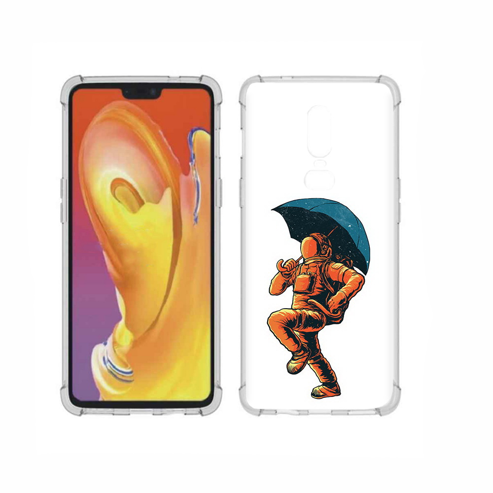 

Чехол MyPads Tocco для OnePlus 6 шагающий космонавт с зонтом, Прозрачный, Tocco