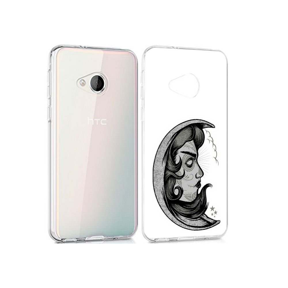 

Чехол MyPads Tocco для HTC U Play черно белая луна с лицом, Прозрачный, Tocco
