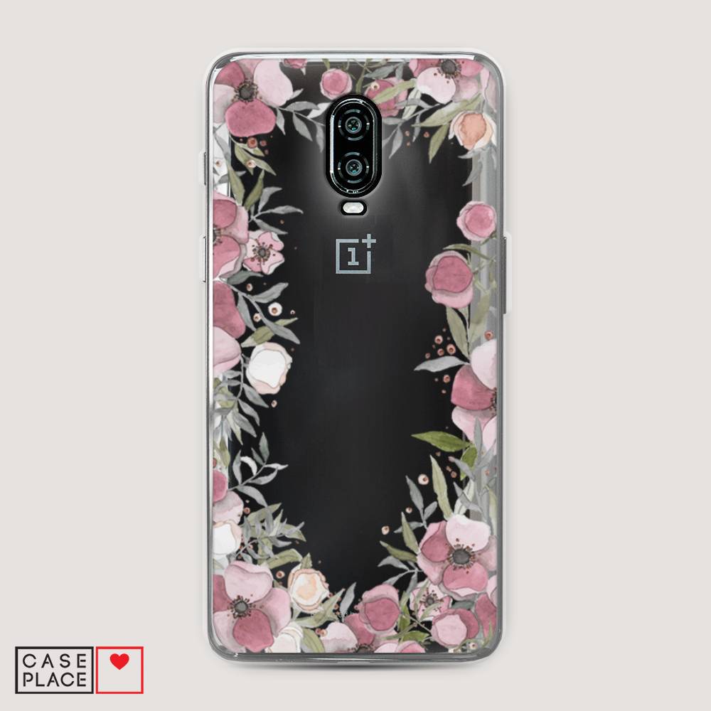 

Чехол Awog на Oneplus 6T / ВанПлас 6T "Розовая цветочная рамка", Розовый;зеленый, 150650-8