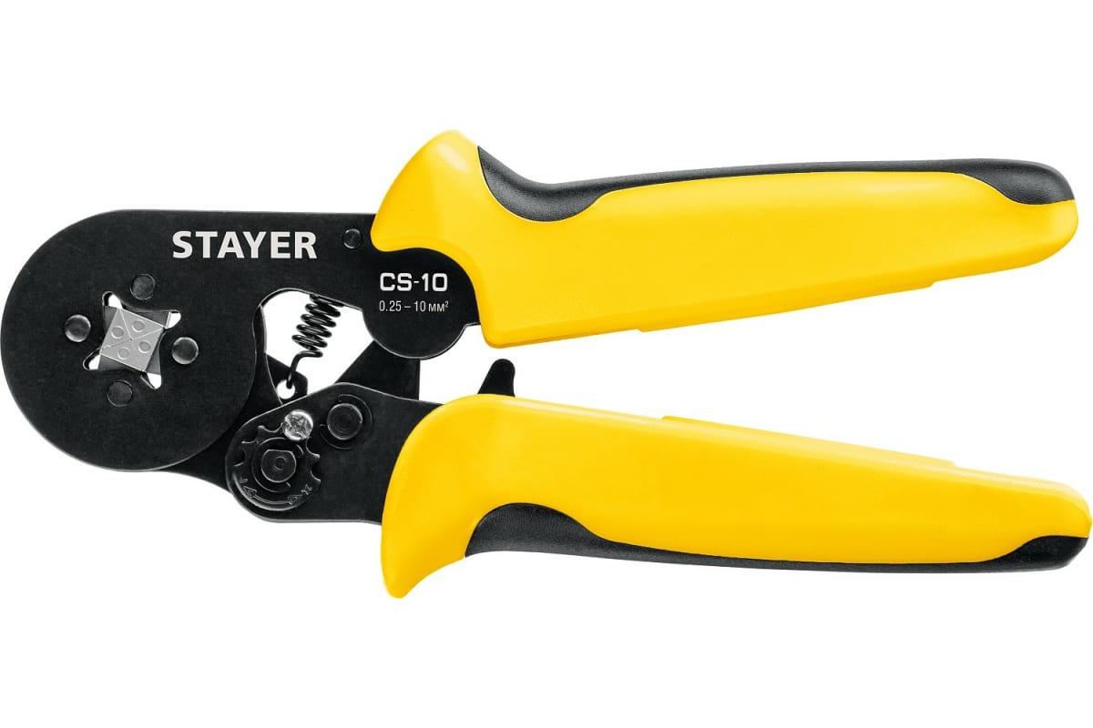 stayer cs 10 0 25 10мм2 с квадратным профилем для втулочных наконечников мультидиапазонные пресс клещи 44447 Мультидиапазонные пресс-клещи STAYER CS-10 0.25 - 10 мм2 44447