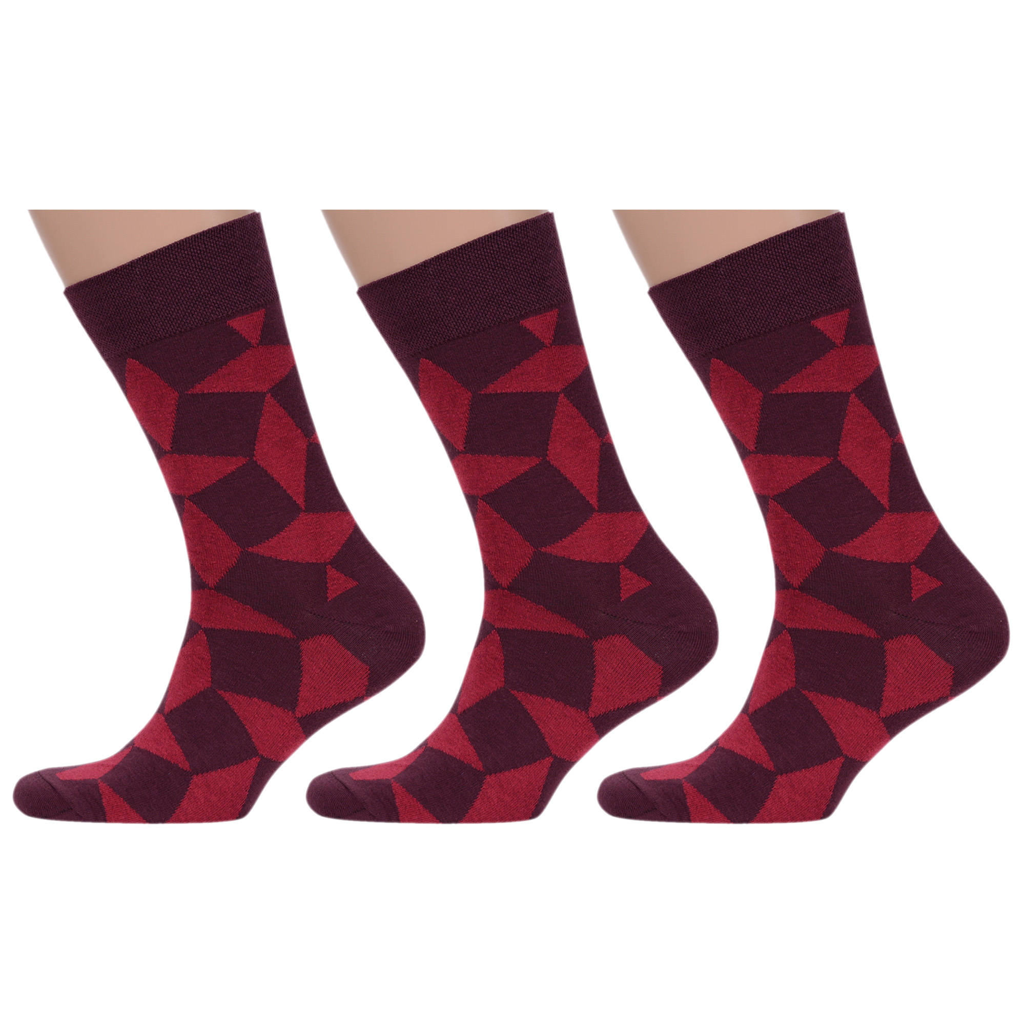 Комплект носков мужских MoscowSocksClub msk3-М39 бордовых 25