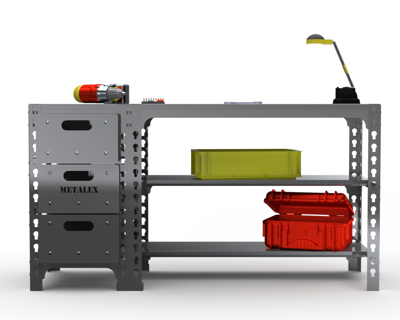 

Стол металлический Metalex 750х1400х500 с выдвижными ящиками (серый)