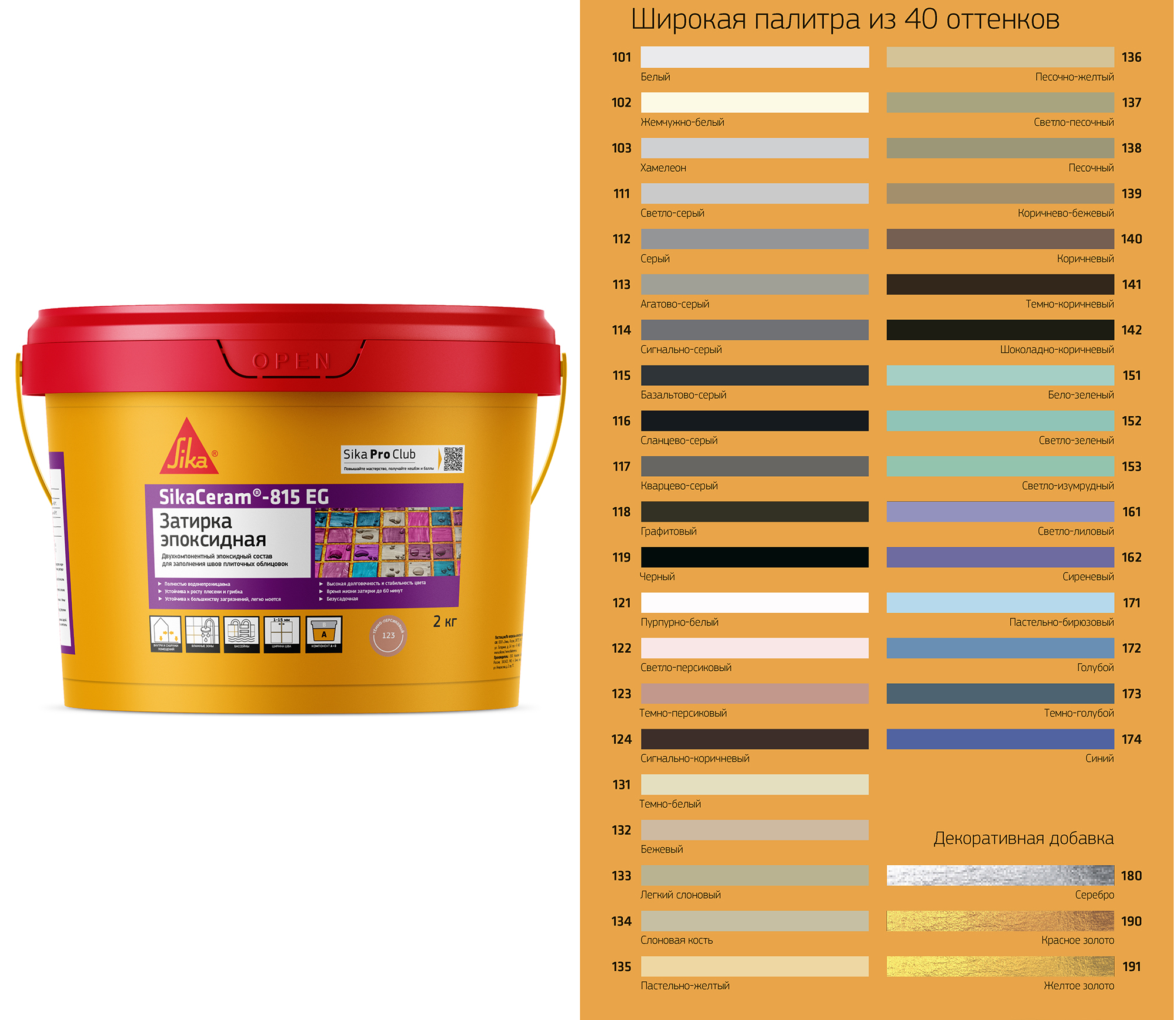 Затирка для плитки SikaCeram - 815 EG двухкомпонентная эпоксидная, цвет сланцево-сер (116)