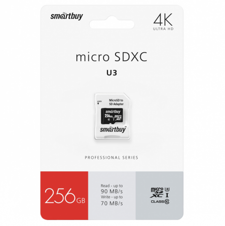Карта памяти SmartBuy microSDXC 256GB Class 10 U3 Pro (4690626060579)