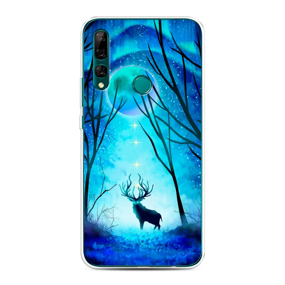 

Чехол на Huawei Y9 Prime 2019 "Олень северное сияние", Синий;черный;голубой, 611950-1