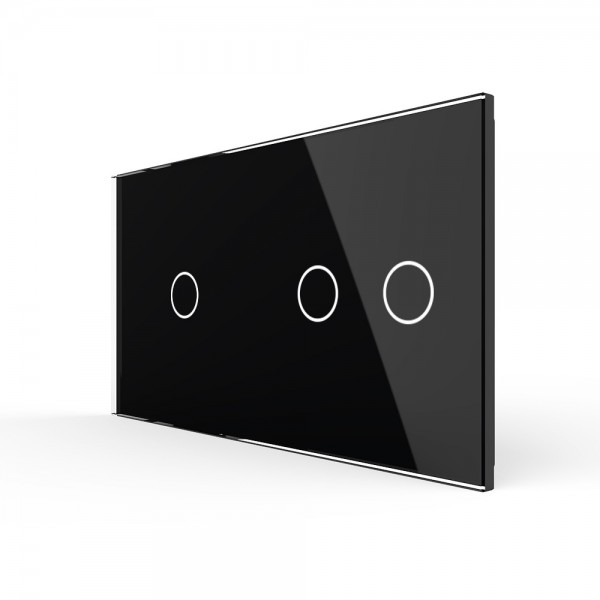 фото Панель для двух сенсорных выключателей livolo, 3 клавиши черный, стекло bb-c7-c1/c2-12