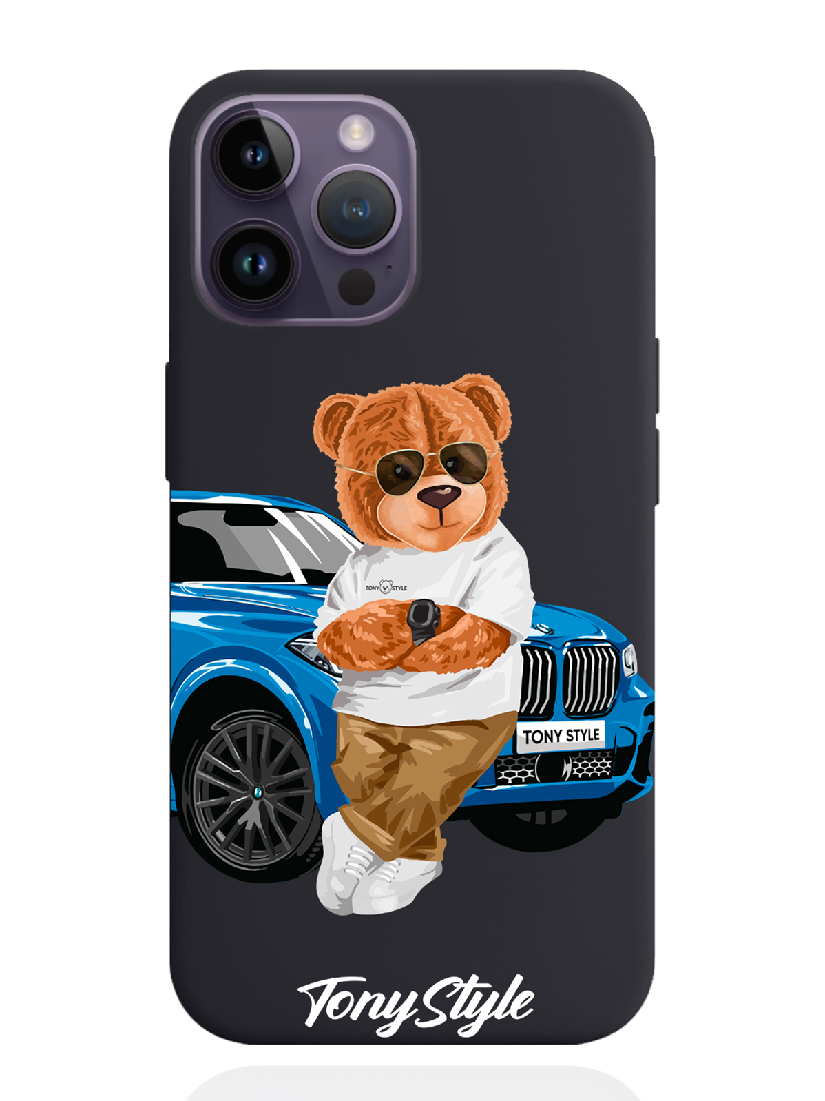 

Чехол Tony Style iPhone 14 Pro Max Tony Style с машиной, Голубой;коричневый;белый, iPhone 14 Pro Max Tony Style с машиной