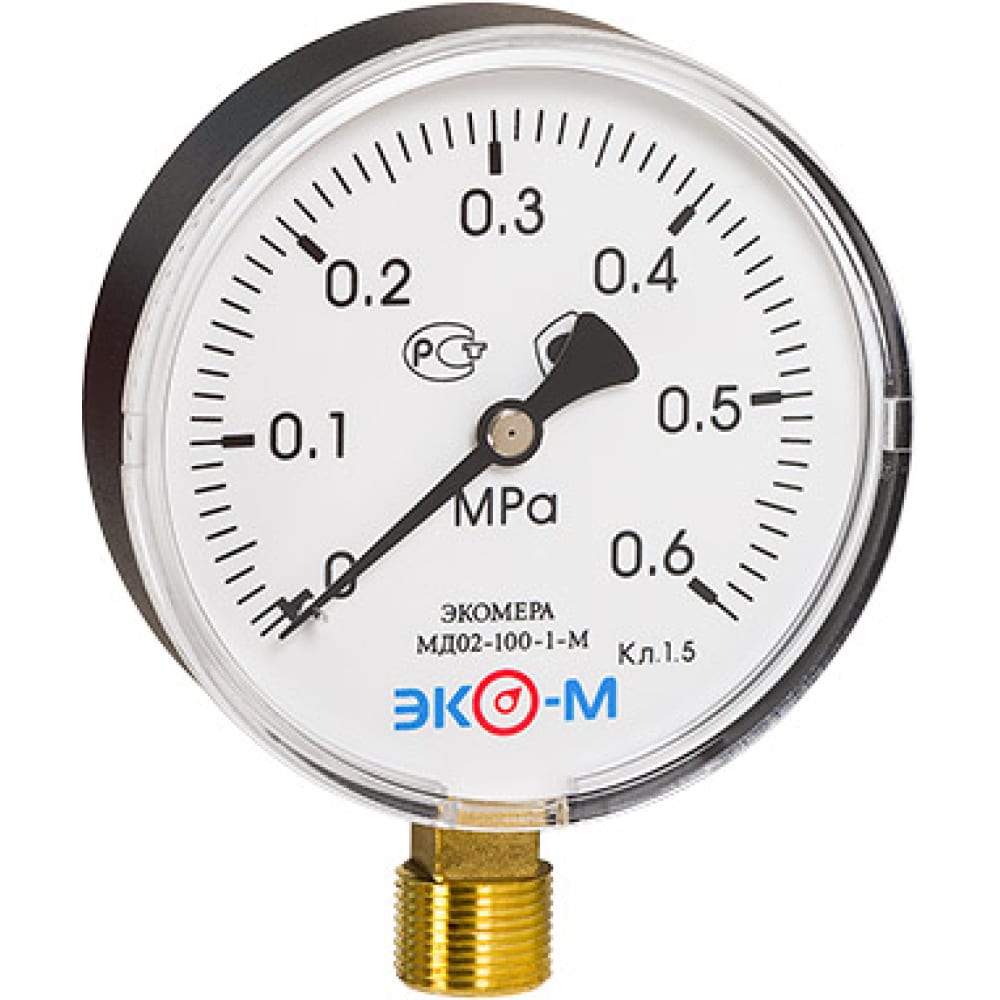ЭКО-М Манометр Экомера МД02-100мм 0..0,6МПа G1/2 (Эконом) МД02-100-G-0,6МПа-ЭИ манометр эко м экомера мд02 63 g 16 ои