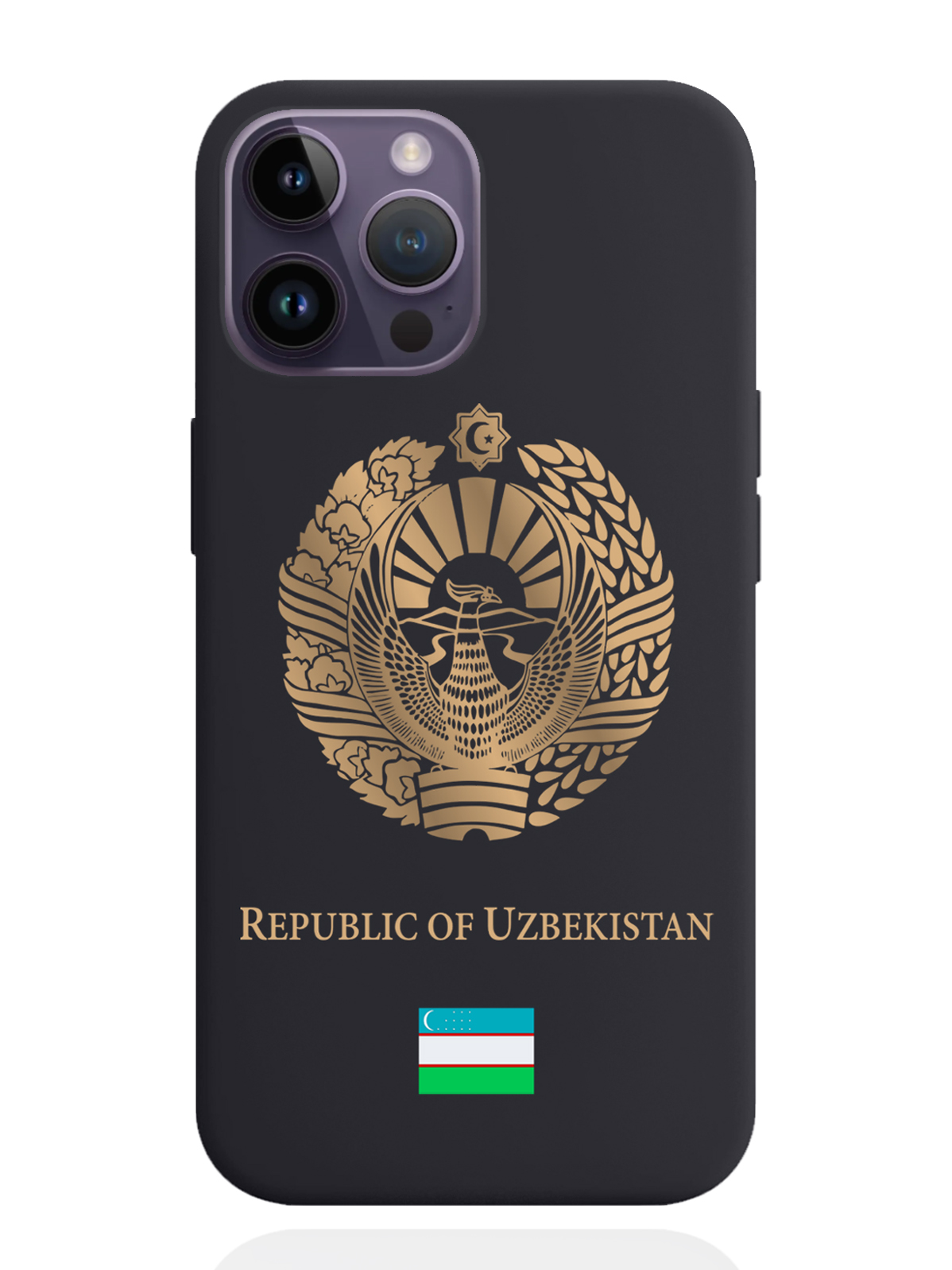 

Чехол SignumCase iPhone 14 Pro Max Золотой Герб Узбекистана, Золотистый;черный, iPhone 14 Pro Max Золотой Герб Узбекистана