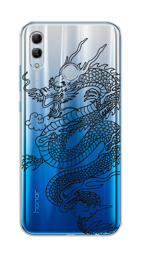 

Чехол на Honor 10 Lite/Huawei P Smart 2019 "Большой китайский дракон", Черный;серый, 67550-1