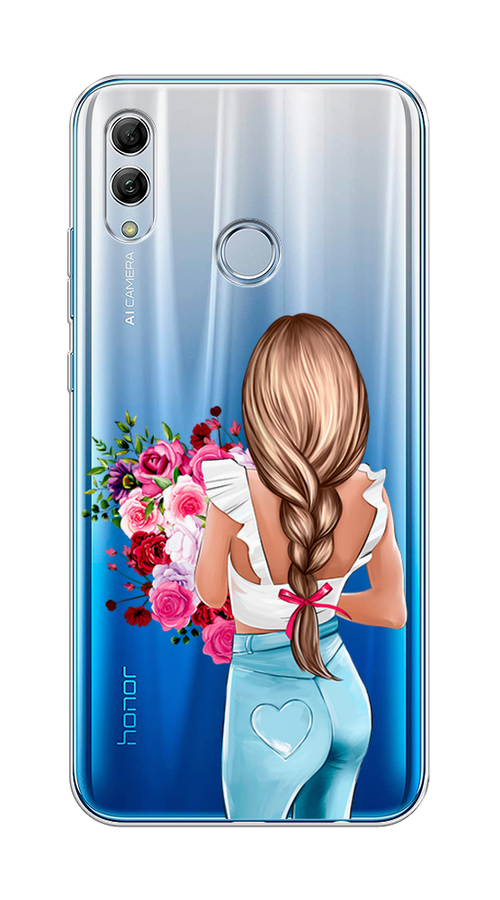 

Чехол на Honor 10 Lite/Huawei P Smart 2019 "Девушка с цветами", Коричневый;розовый;голубой, 67550-6