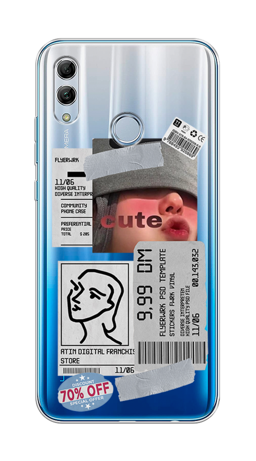

Чехол на Honor 10 Lite/Huawei P Smart 2019 "Cute girl collage", Розовый;серый;голубой, 67550-6