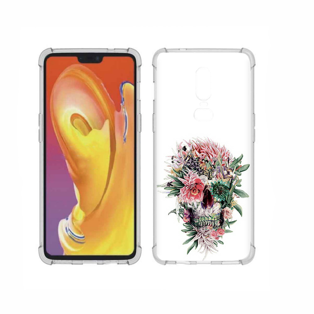 

Чехол MyPads Tocco для OnePlus 6 череп из цветов, Прозрачный, Tocco