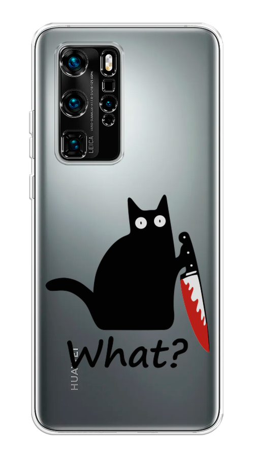 

Чехол на Huawei P40 Pro "Котик с ножом", Черный;красный, 610950-6