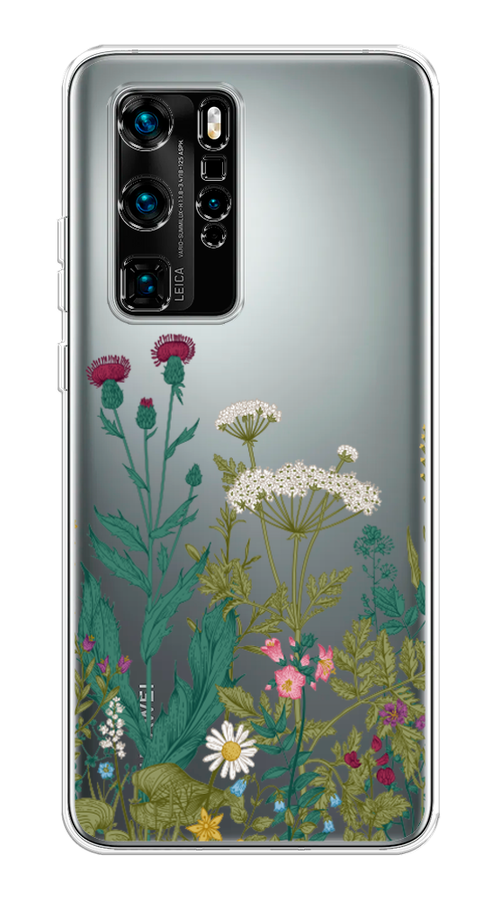 

Чехол на Huawei P40 Pro "Дикие полевые цветы", Зеленый;розовый;белый, 610950-2