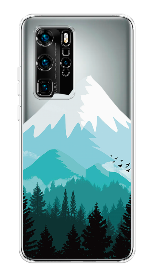 

Чехол на Huawei P40 Pro "Синяя снежная гора", Белый;голубой, 610950-2