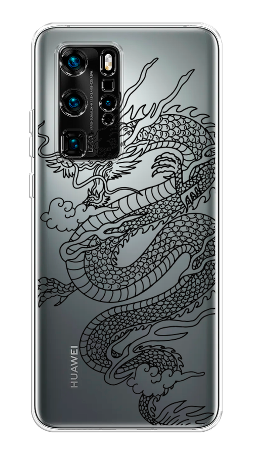 

Чехол на Huawei P40 Pro "Большой китайский дракон", Черный;серый, 610950-1