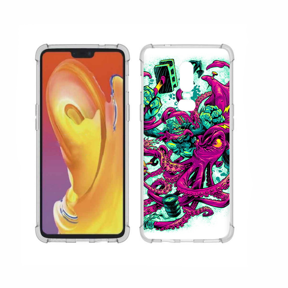 

Чехол MyPads Tocco для OnePlus 6 фиолетовый кракен, Прозрачный, Tocco
