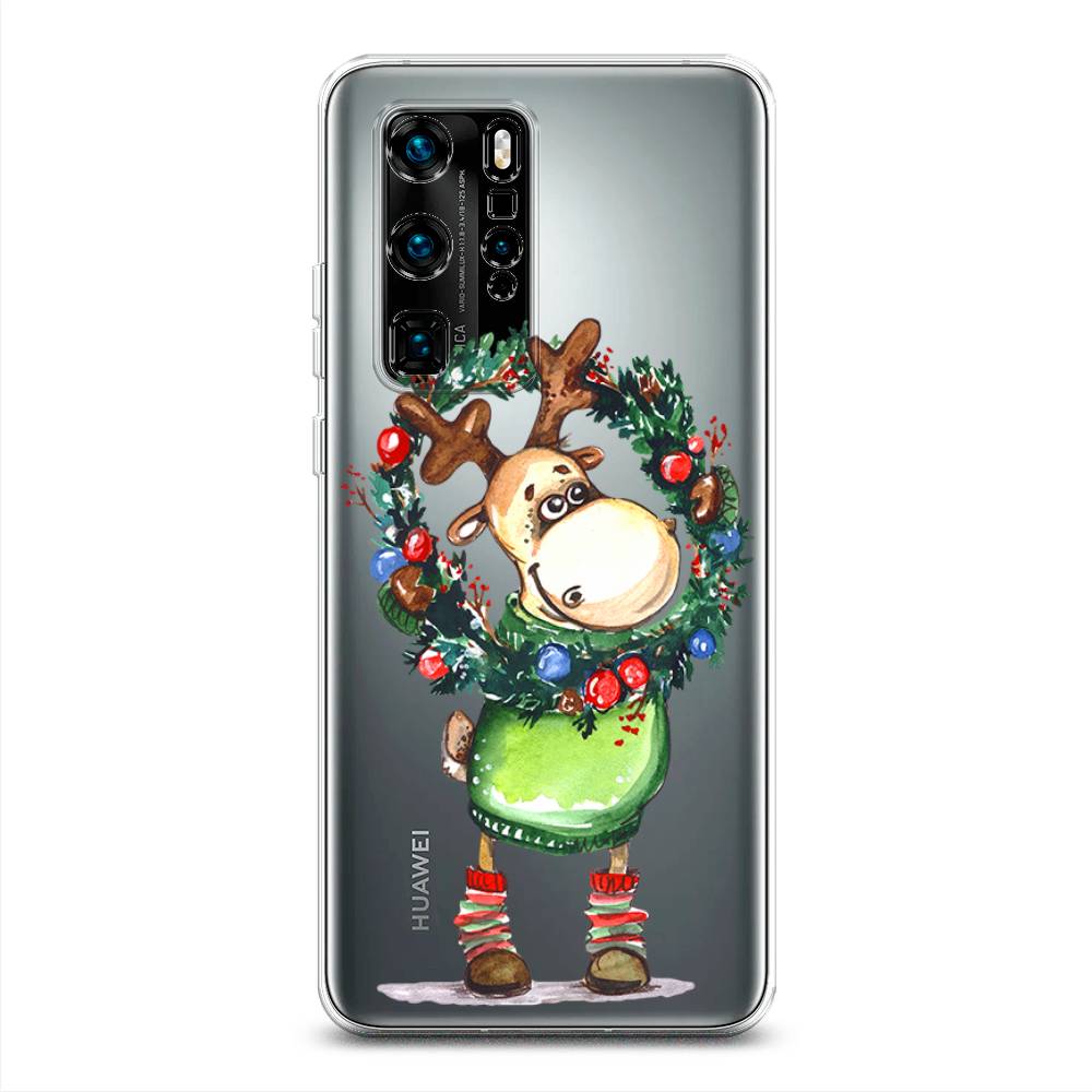 

Чехол для Huawei P40 Pro "Олень с новогодним венком", 610950-4