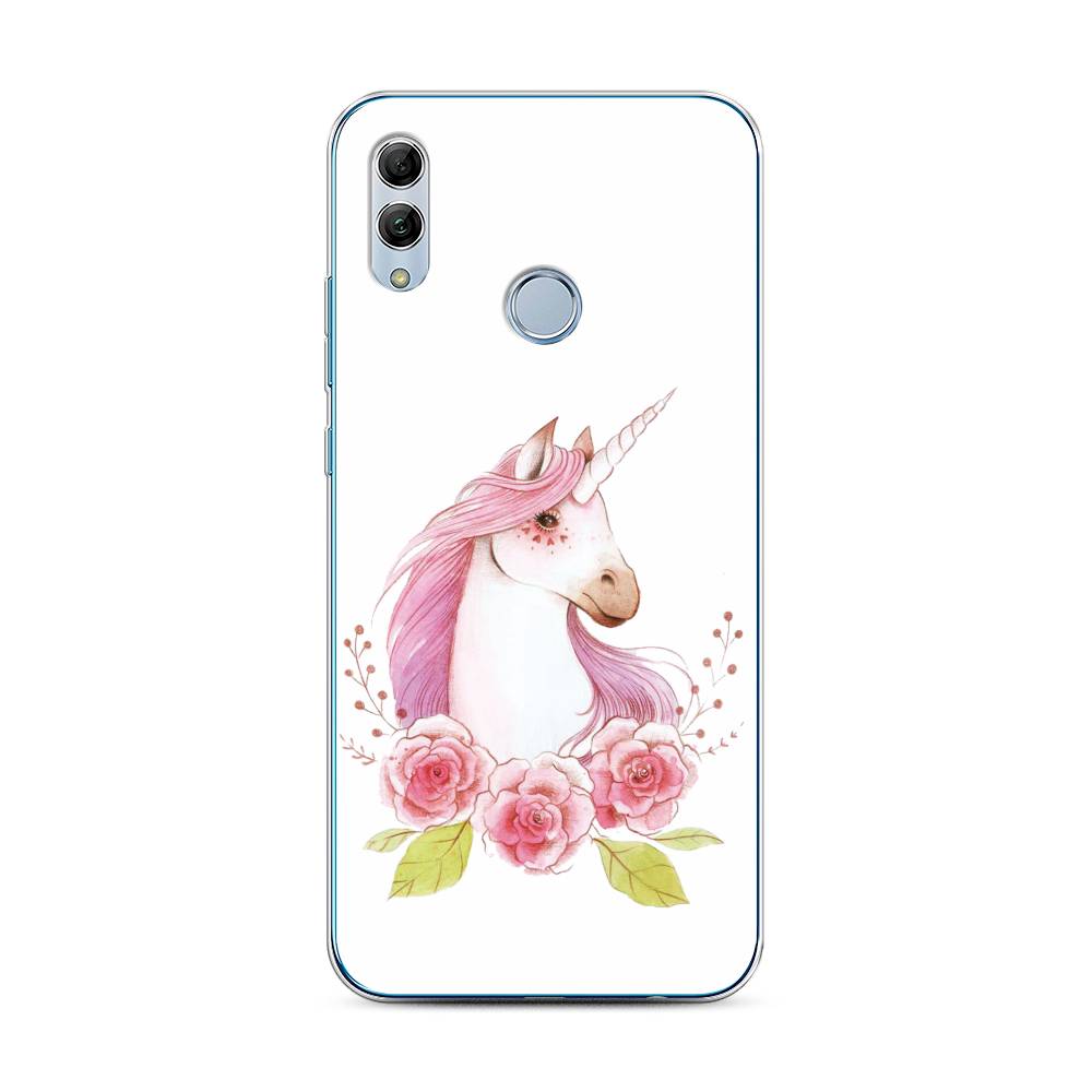 

Чехол для Honor 10 Lite/Huawei P Smart 2019 "Единорог цветы", Белый;розовый;серый, 67550-1