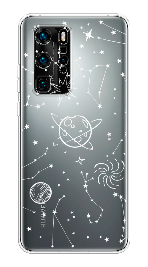 

Чехол на Huawei P40 Pro "Планеты в космосе", Белый, 610950-2
