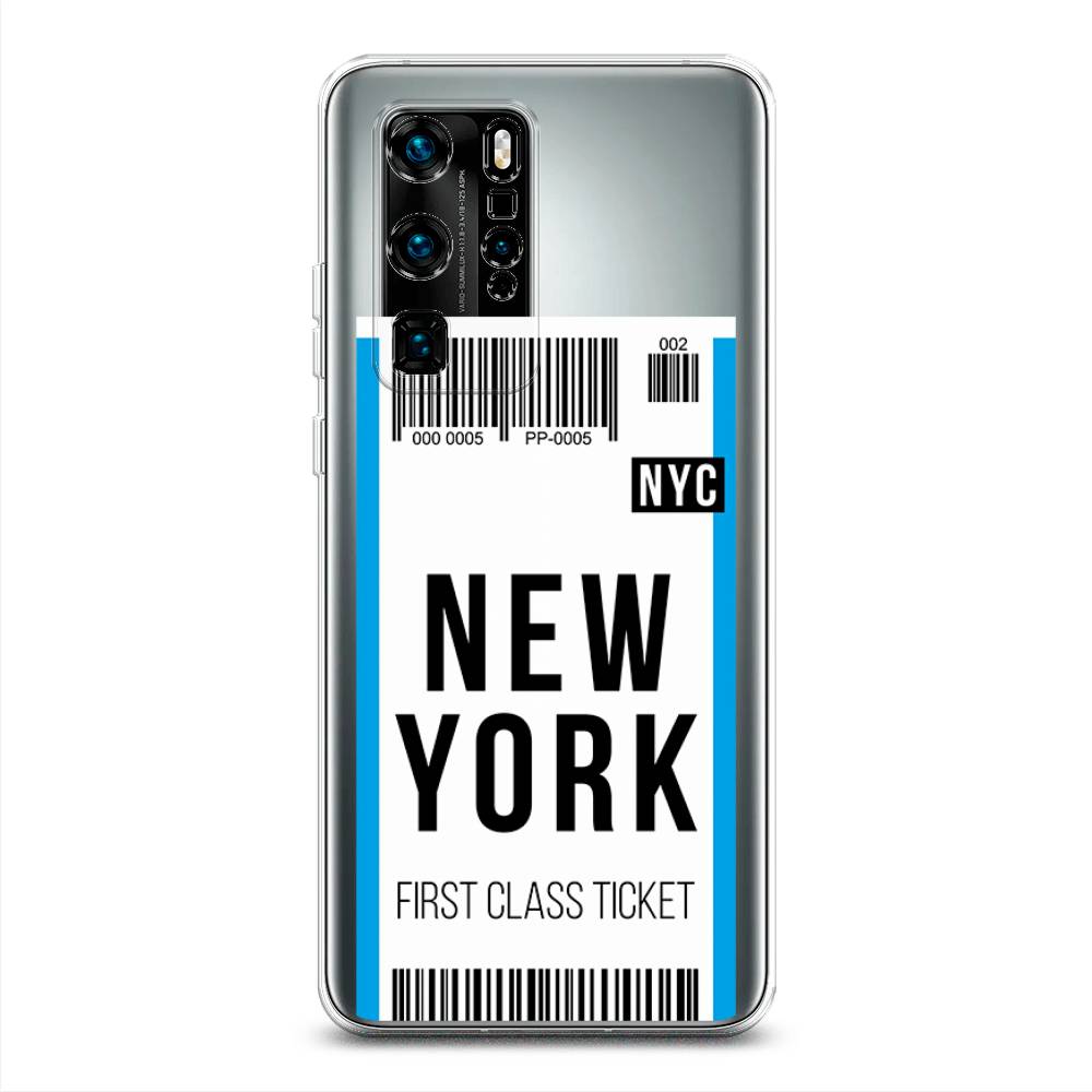 

Чехол для Huawei P40 Pro "Билет в Нью-Йорк", Белый;голубой, 610950-6
