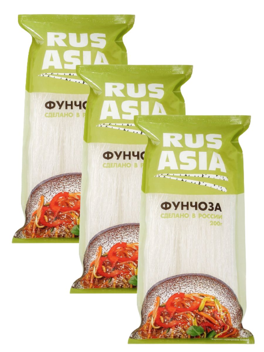 Лапша бобовая RUS ASIA Фунчоза без глютена, 200 г х 3шт
