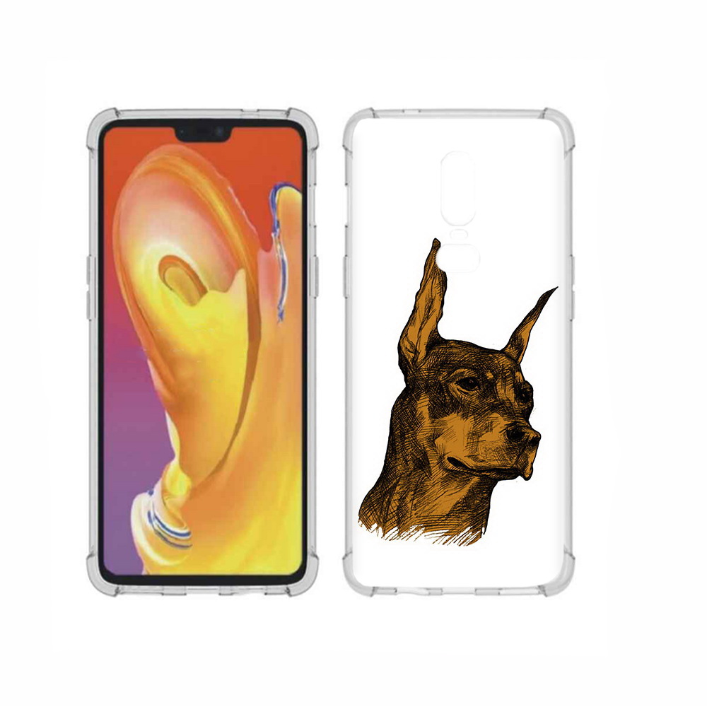 

Чехол MyPads Tocco для OnePlus 6 скетч доберман, Прозрачный, Tocco