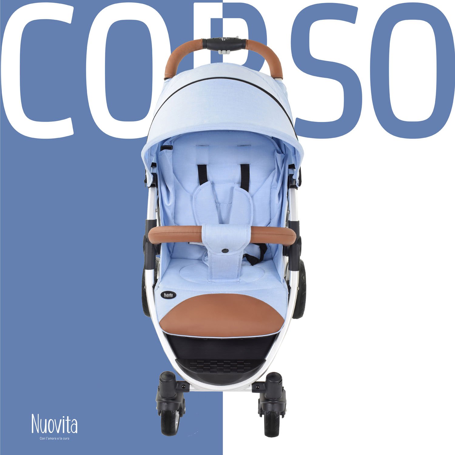 Прогулочная коляска Nuovita Corso (Azzurro, Argento / Cветло-голубой, Серебристый)
