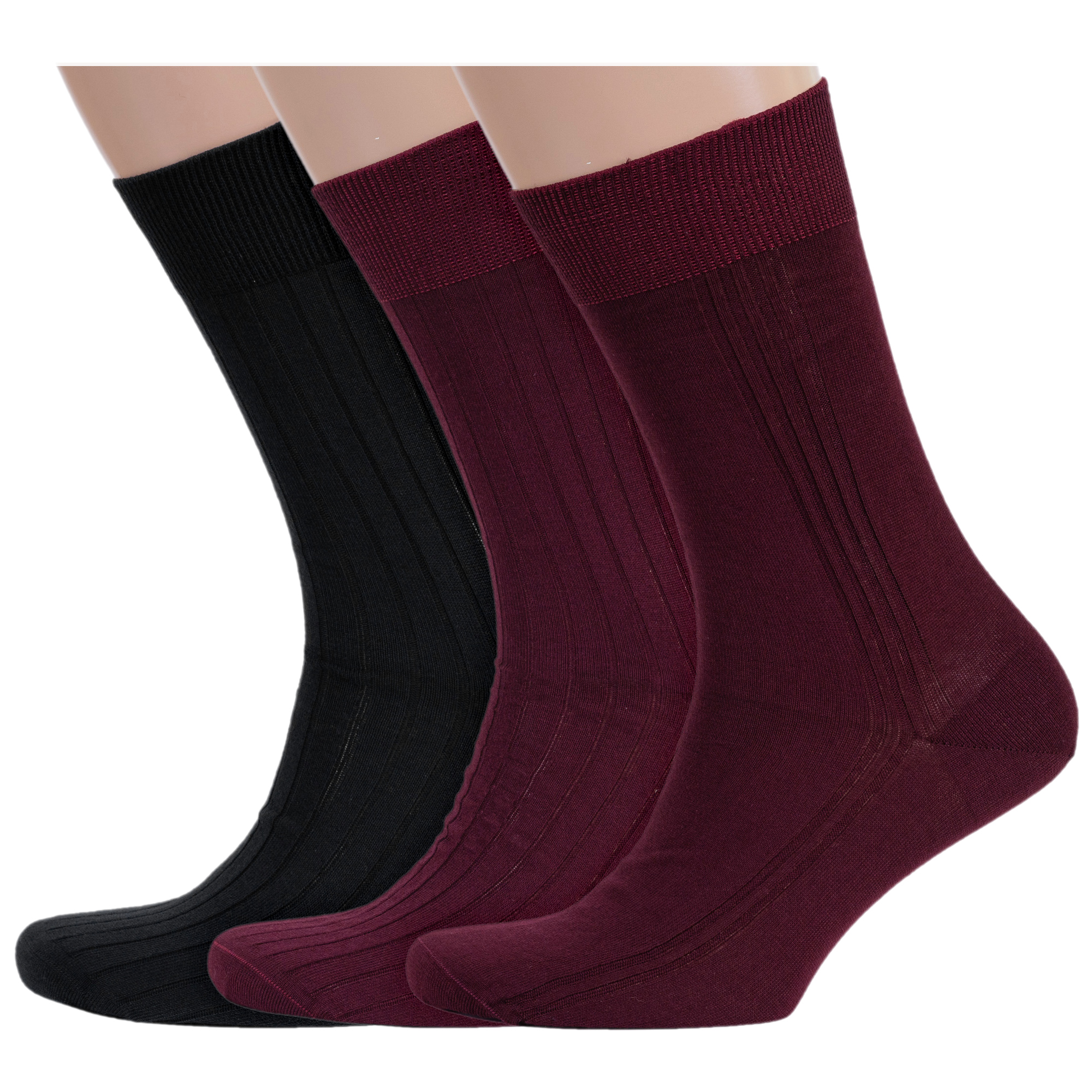 

Комплект носков мужских Rusocks 3-М3-11001 черных; бордовых 25, Черный;бордовый, 3-М3-11001