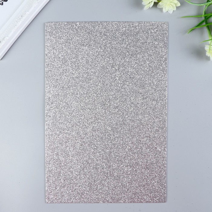 

Фоамиран глиттерный 2 мм цв. серебро, 20х30 см (10 шт), Серебристый