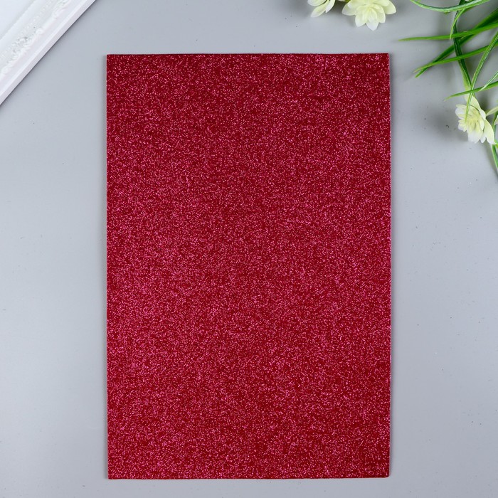 

Фоамиран глиттерный 2 мм цв. малиновый, 20х30 см (10 шт), Красный
