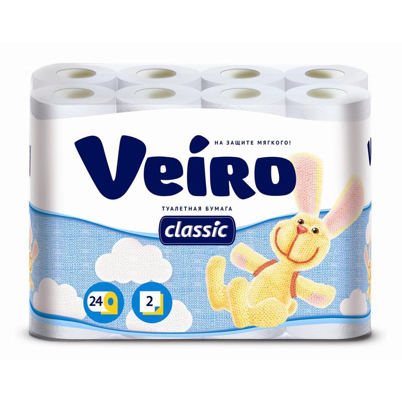 Бумага туалетная 2-слойная Veiro Classic белая 17.5м 24 рул/уп 3 уп. туалетная бумага veiro 3 слоя 12 шт 17 м с втулкой