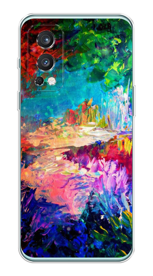 

Чехол на OnePlus Nord 2 5G "Лес-гуашь", Синий;розовый;зеленый, 151750-4