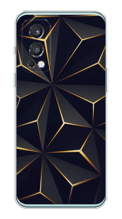 

Чехол на OnePlus Nord 2 5G "Черные полигоны", Золотистый;черный, 151750-3