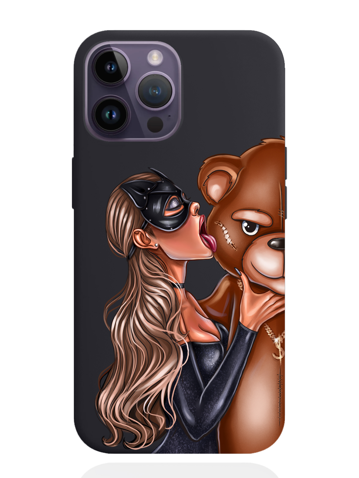 

Чехол MustHaveCase iPhone 14 Pro Max Кошечка и мишка, Черный;коричневый, iPhone 14 Pro Max Кошечка и мишка