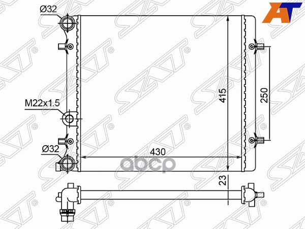 SAT Радиатор SKODA OCTAVIA 1997-/VW GOLF IV/BORA/JETTA 97-03