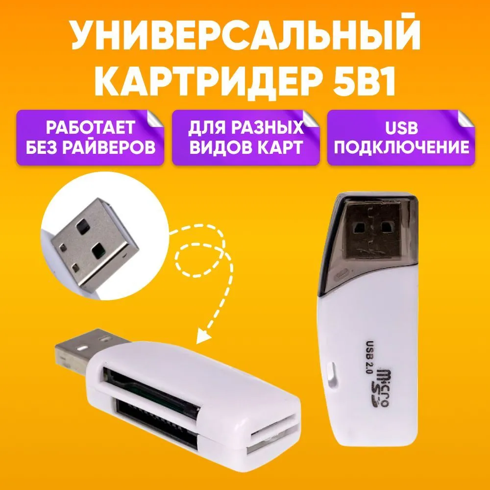 Картридер ABS USB54pink 255₽