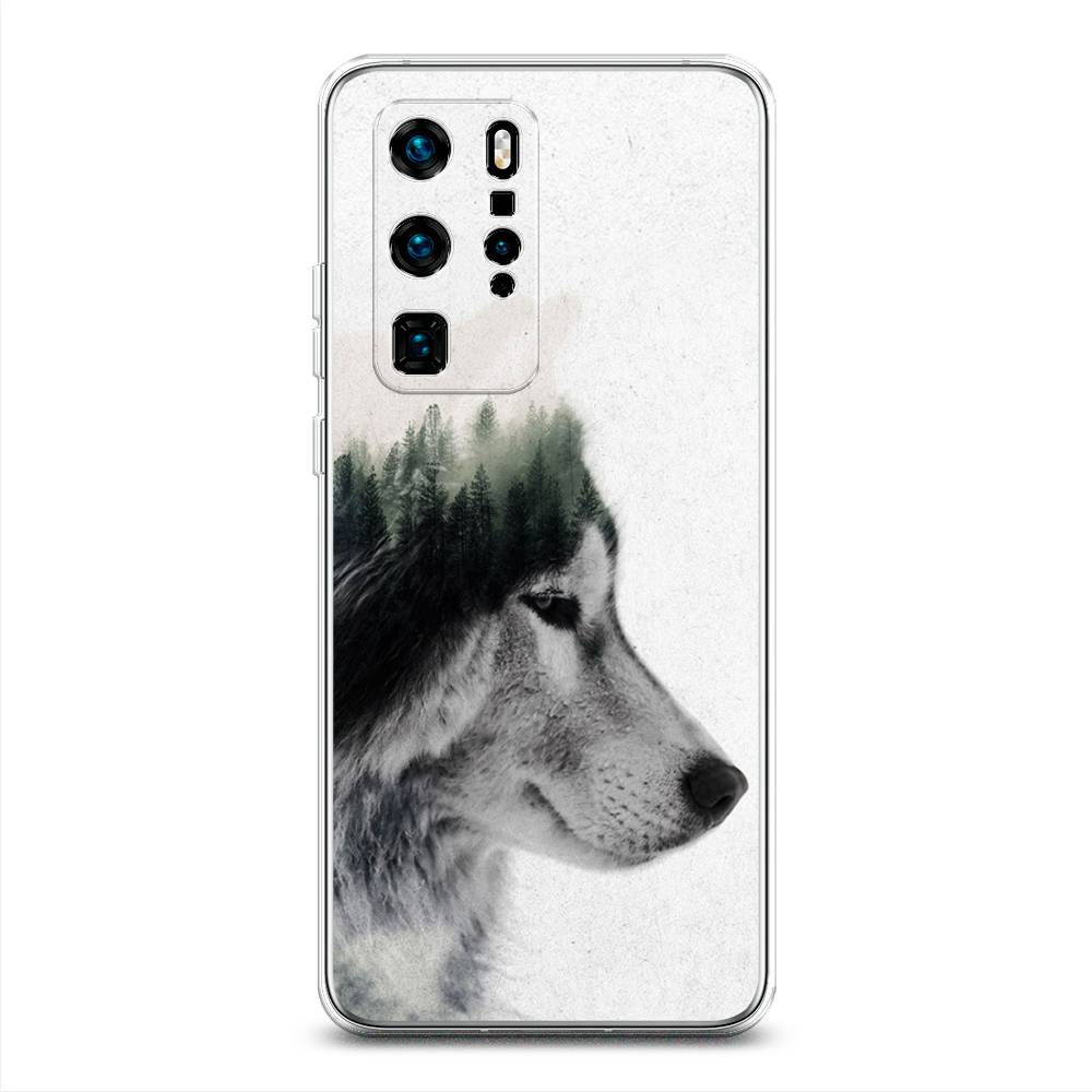 

Чехол для Huawei P40 Pro "Волк лес", Серый;белый, 610950-1