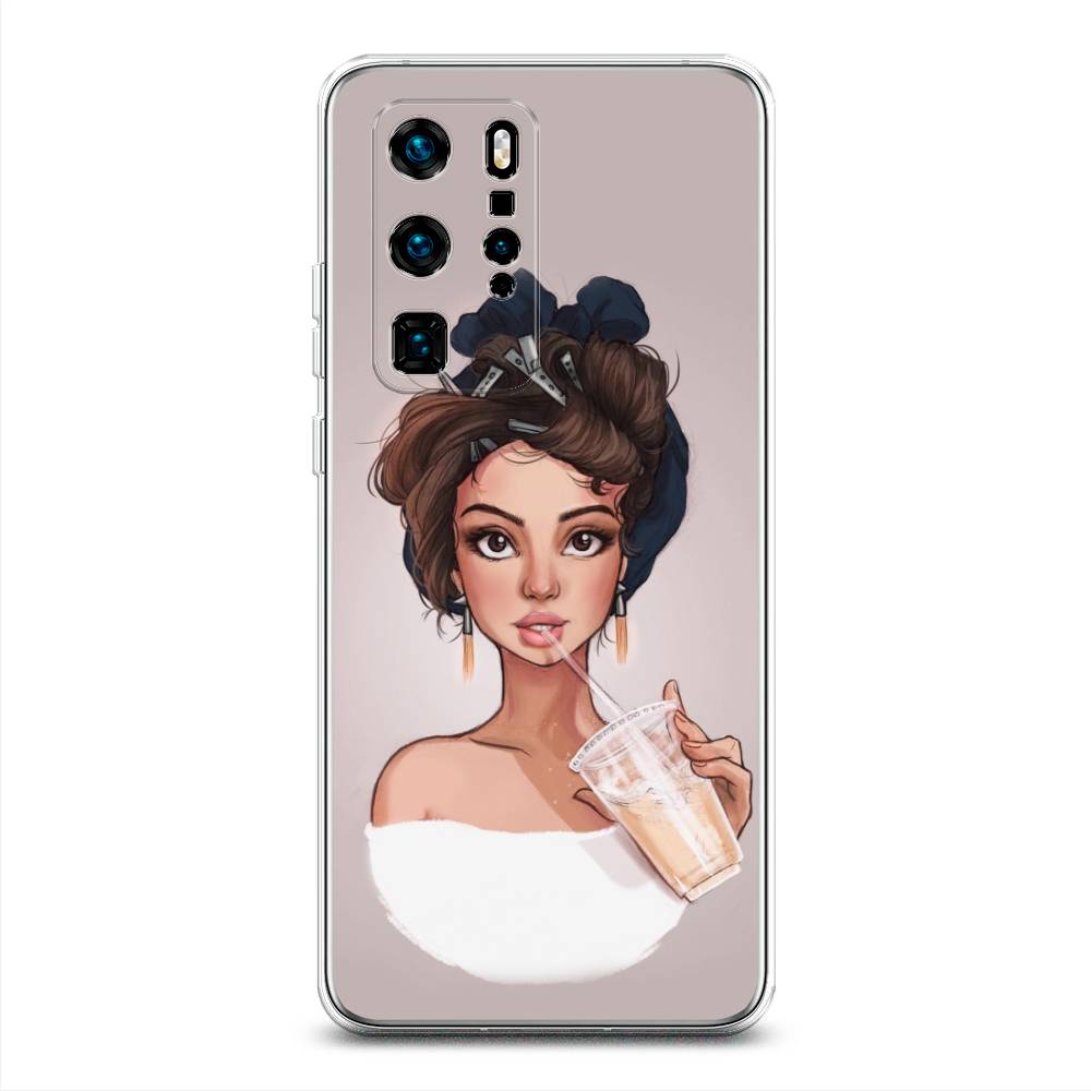 

Чехол для Huawei P40 Pro "Девушка с фраппе", Серый, 610950-6